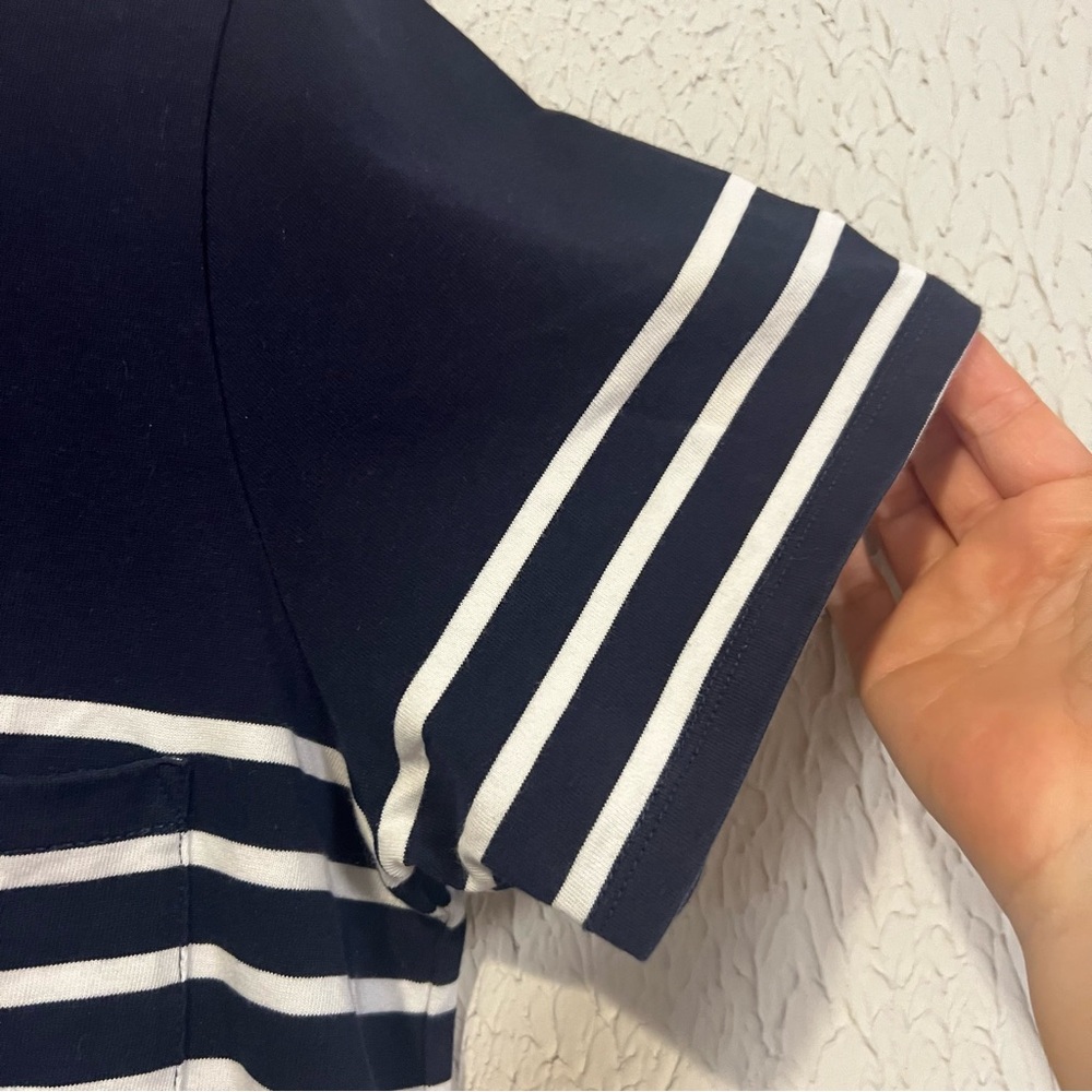 J. Crew Navy and White Nautical Striped 100% Cotton T Shirt Dress size Medium - Picture 7 of 10